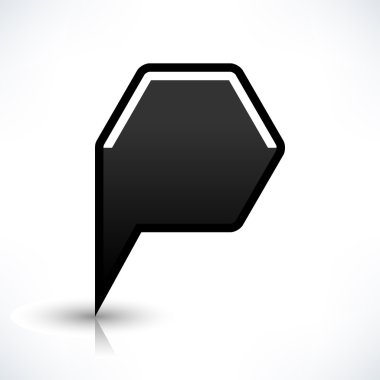 Siyah harita PIN konumu işaret yuvarlak çokgen şekli simgesi