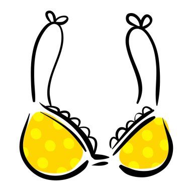 Polka noktalı deseni ile sarı sutyen