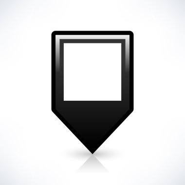 Siyah harita PIN konumu işaret yuvarlak kare şekli simgesi