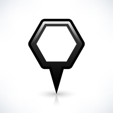 Siyah harita PIN konumu işaret yuvarlak çokgen şekli simgesi