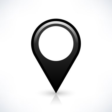 Siyah harita PIN konumu işaret yuvarlak şekil kutsal kişilerin resmi
