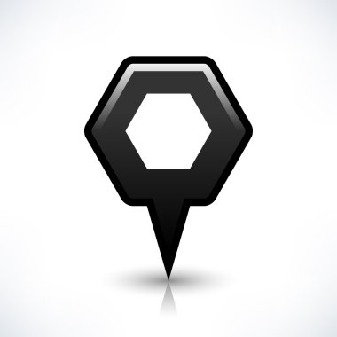 Siyah harita PIN konumu işaret yuvarlak çokgen şekli simgesi