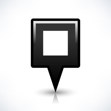 Siyah harita PIN konumu işaret yuvarlak kare şekli simgesi