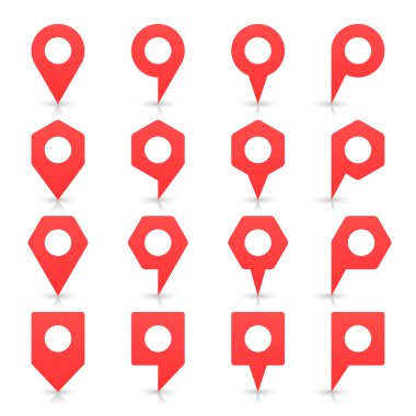 Red blank map pin signs clipart