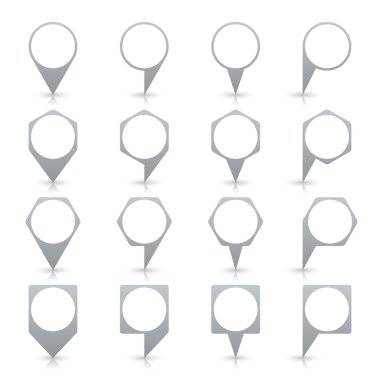 Gri boş harita PIN işaretleri