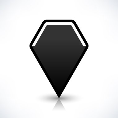 Siyah harita PIN konumu işaret yuvarlak çokgen şekli simgesi