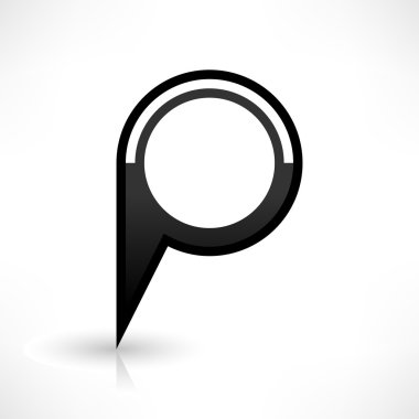 Siyah harita PIN konumu işaret yuvarlak şekil kutsal kişilerin resmi