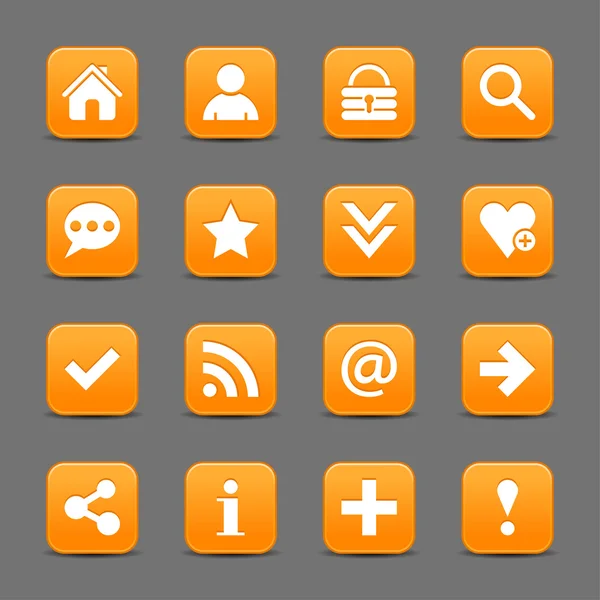 16 ícones web laranja — Vetor de Stock