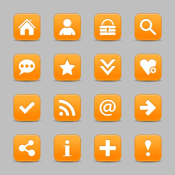 16 icônes web orange — Image vectorielle