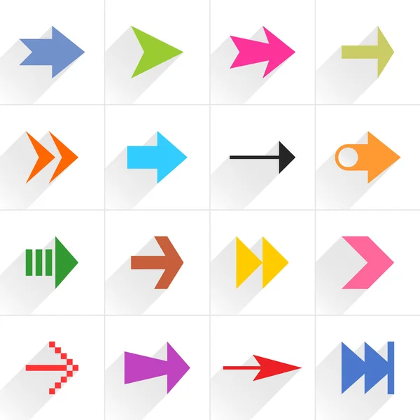 16 iconos planos flecha — Vector de stock