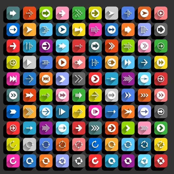 100 flecha iconos planos conjunto — Vector de stock