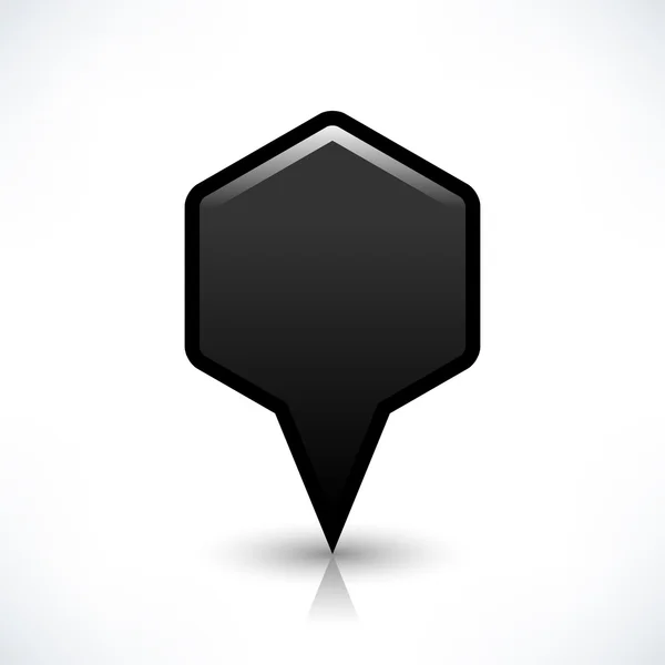 Mappa nera pin posizione segno arrotondato icona forma esagonale — Vettoriale Stock