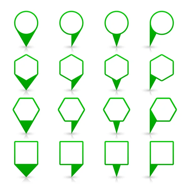 Icono de pin de mapa de color verde signo de ubicación satinado con espacio de copia vacío — Archivo Imágenes Vectoriales