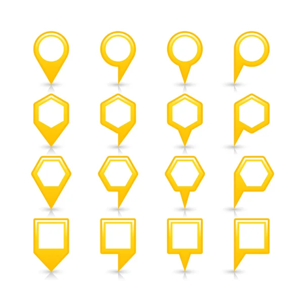 Icono de ubicación de satén de signo de pin de mapa de color amarillo con sombra gris — Archivo Imágenes Vectoriales