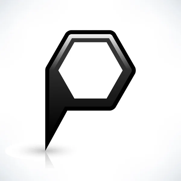 Schwarze Karte Pin Standort Zeichen abgerundete Polygon Form Symbol — Stockvektor