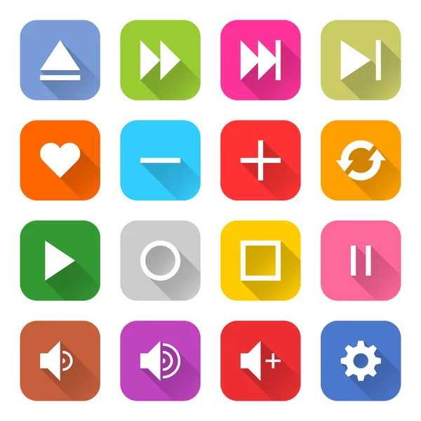 Ensemble de 16 icônes média — Image vectorielle