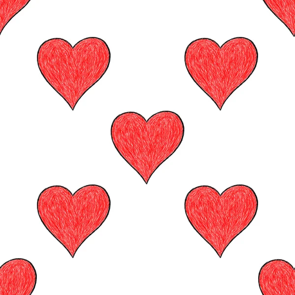无缝模式与红色的心 — 图库矢量图片