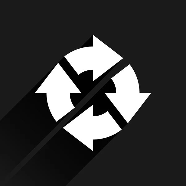 Fehér nyíl ikon reload, frissítés, forgatás, reset, ismétlés jele — Stock Vector