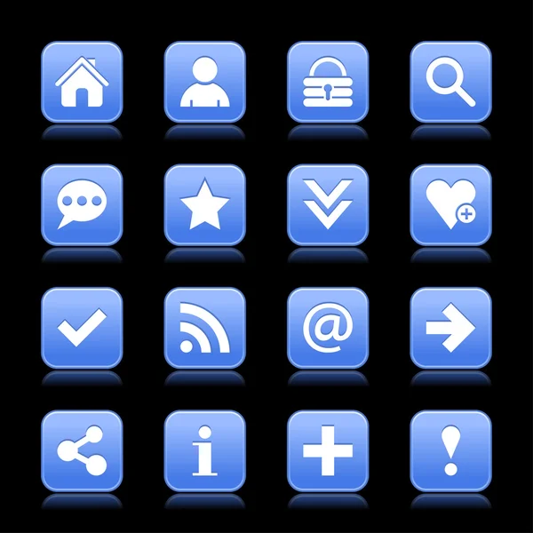 16 blaue Web-Symbole — Stockvektor