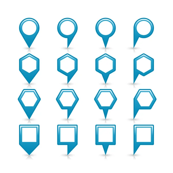Icono de pin de mapa de color azul signo de ubicación de satén con espacio de copia vacío — Vector de stock