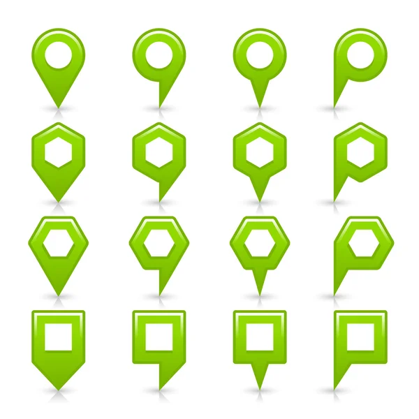 绿色地图销图标缎面位置标志与空副本空间 — 图库矢量图片