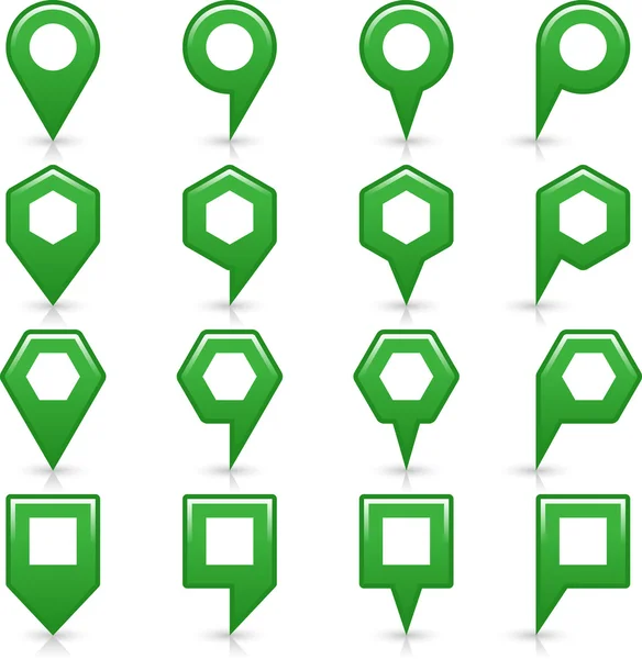 Zielony kolor mapa pin ikona satyna lokalizacji znak z puste miejsce — Wektor stockowy