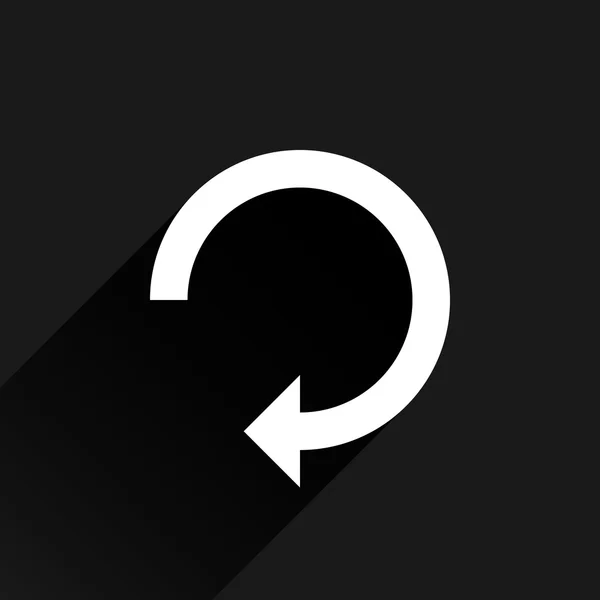 Witte pijl pictogram reload, vernieuwen, rotatie, reset, herhaal teken — Stockvector