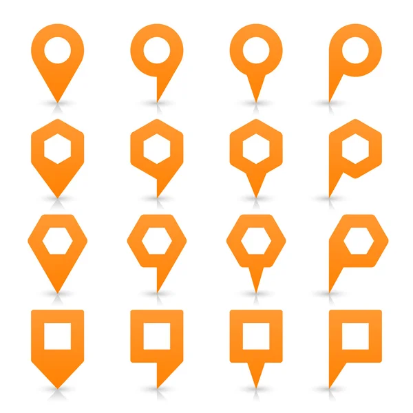 Πορτοκαλί χρώμα Χάρτης καρφίτσα εικονίδιο σατέν τοποθεσία σημάδι με αντίγραφο κενό χώρο — Διανυσματικό Αρχείο