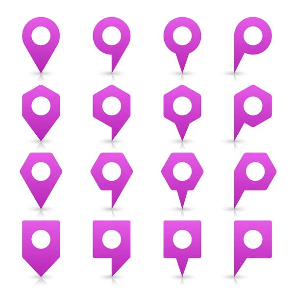 紫罗兰色的空白地图针迹象 — 图库矢量图片