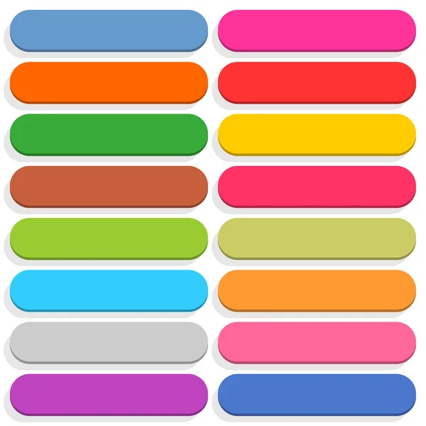 16 icono en blanco redondeado rectángulo botón 3D — Vector de stock