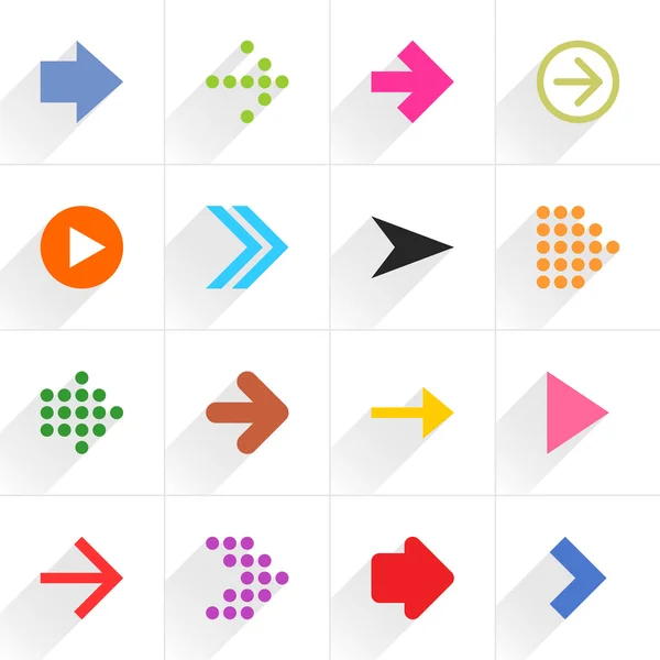 16 iconos planos flecha — Vector de stock