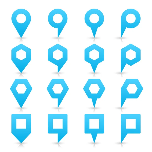 蓝色地图销图标缎面位置标志与空副本空间 — 图库矢量图片