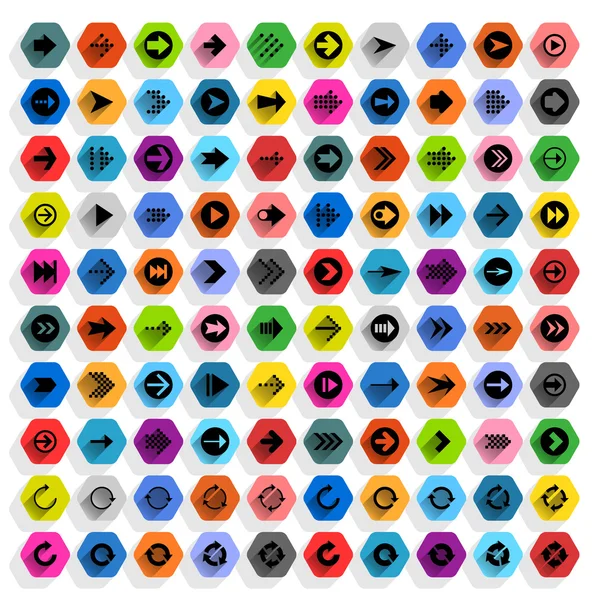 100 flecha iconos planos conjunto — Vector de stock