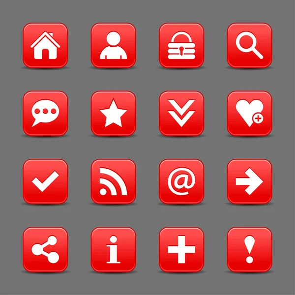 16 červená web ikony — Stockový vektor
