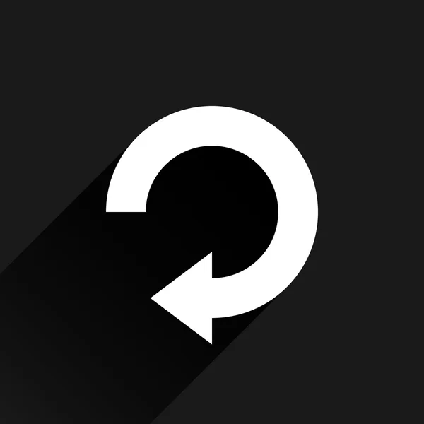 Icono de flecha blanca recarga, actualizar, rotación, restablecer, signo de repetición — Vector de stock