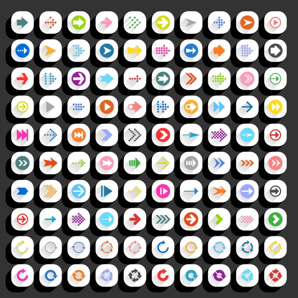 100 flecha icono de signo conjunto — Vector de stock