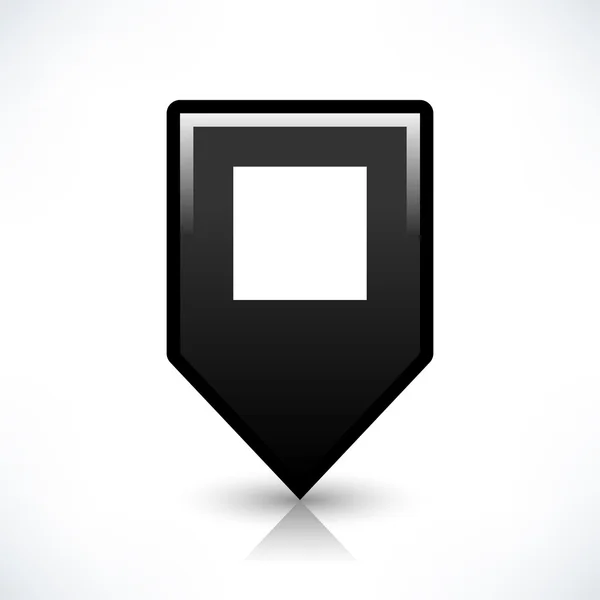 Carte noire pin emplacement signe arrondi forme carrée icône — Image vectorielle