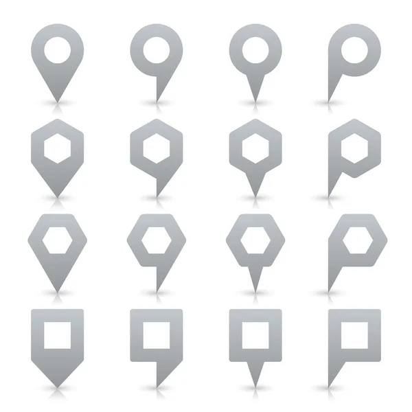 Grijze kleur kaart pin pictogram Satijn locatie teken met lege kopie ruimte — Stockvector