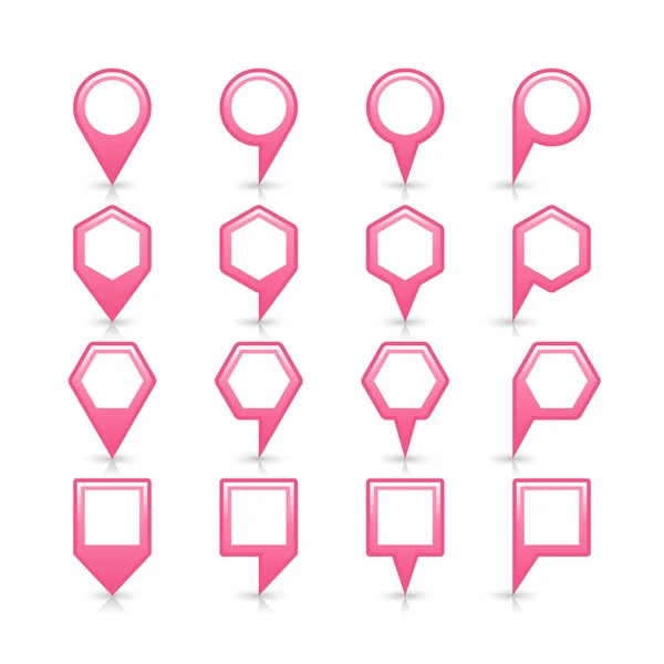 粉红色的颜色地图销图标缎面位置标志与空副本空间 — 图库矢量图片