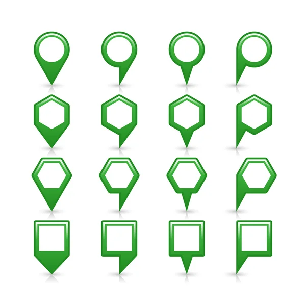 Zöld szín megjelenítése pin ikon szatén helyen jel-val másol üres hely — Stock Vector