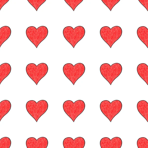 Patrón sin costuras con corazón rojo — Vector de stock