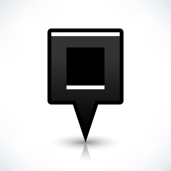 Mapa negro pin signo de ubicación redondeado forma cuadrada icono — Vector de stock
