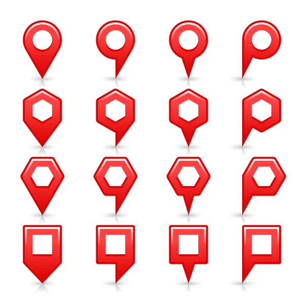 Czerwony kolor mapa pin ikona satyna lokalizacji znak z puste miejsce — Wektor stockowy