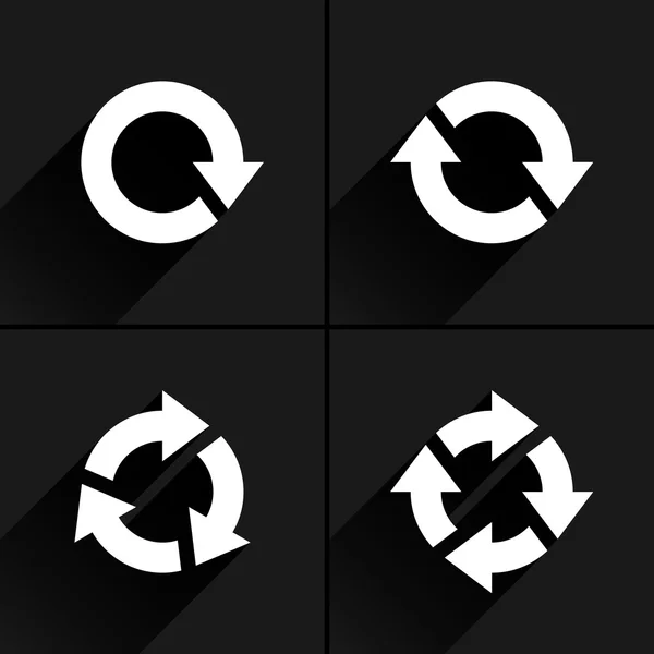 4 ícone de seta atualizar, rotação, redefinir, repetir, recarregar conjunto de sinal — Vetor de Stock
