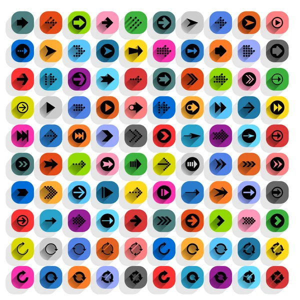 100 flecha icono de signo conjunto — Vector de stock