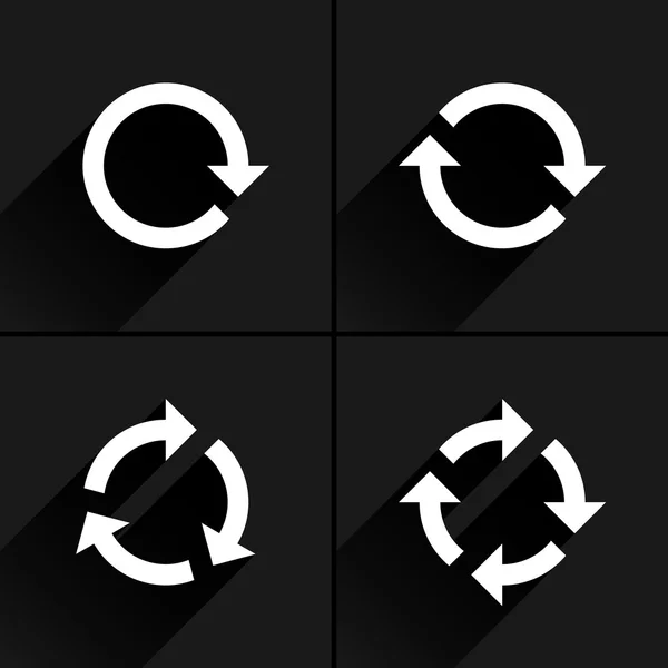 4 flèche icône rafraîchissement, rotation, réinitialisation, répéter, jeu de signes de recharge — Image vectorielle