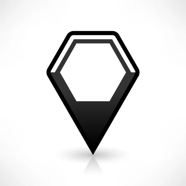 Mapa negro pin signo de ubicación redondeado icono de forma de polígono — Vector de stock