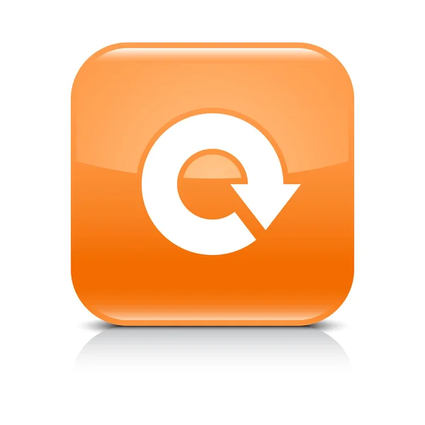 Orange icon with white arrow repeat, reload, refresh, rotation sign. — Stock Vector