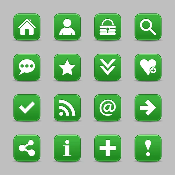 16 ícones de web verde escuro — Vetor de Stock