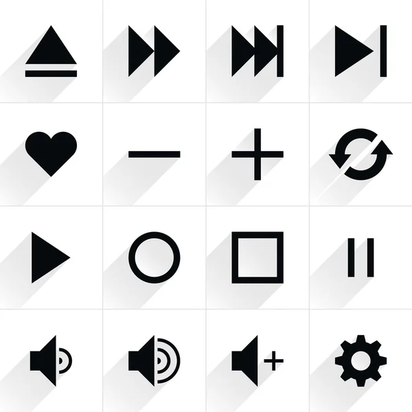 16 ícones de sinal de controle de mídia — Vetor de Stock